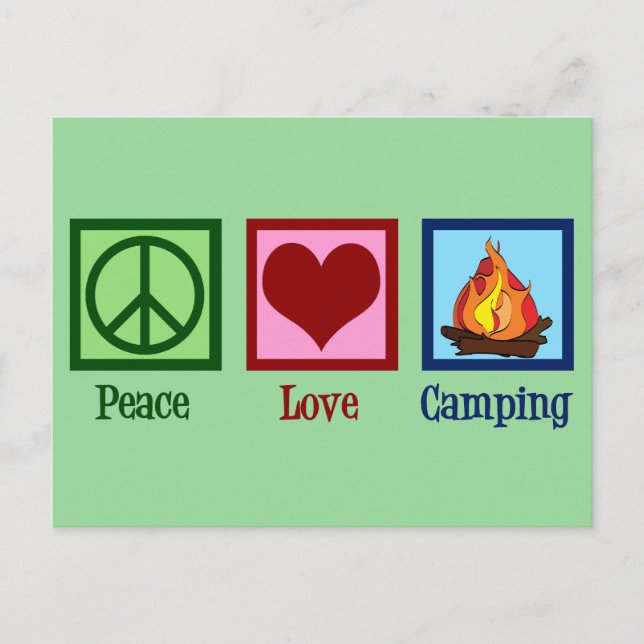 Cute Peace Love Camping Postcard (Front)