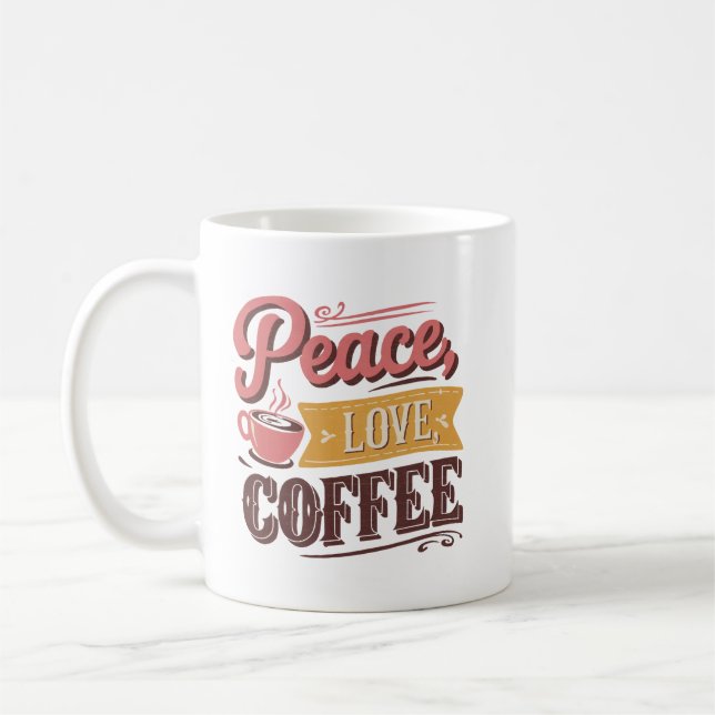 Cute peace love coffee word art  mug (Left)