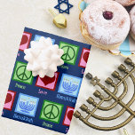 Cute Peace Love Hanukkah Pattern Dark Blue Wrapping Paper Sheet<br><div class="desc">Peace Love Hanukkah wrapping paper in dark blue for a Jewish person who likes to celebrate Chanukah. A pretty peace sign,  heart,  and a beautiful menorah in a cute pattern for the holiday.</div>