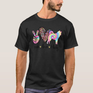 Cute Peace Love Husky Tie dye Women Dog Mothers T-Shirt