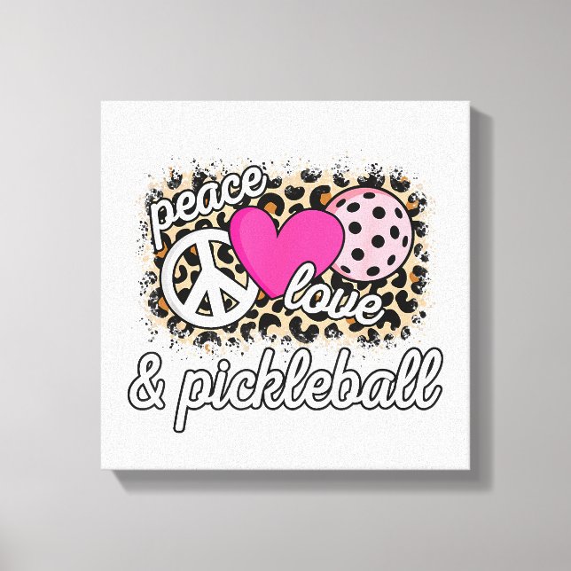 Cute Peace Love Pickleball Player Funny Pickle Bal Canvas Print (Front)