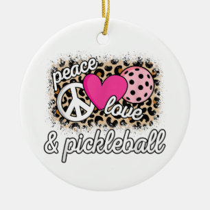 Cute Peace Love Pickleball Player Funny Pickle Bal Ceramic Tree Decoration