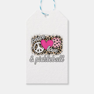 Cute Peace Love Pickleball Player Funny Pickle Bal Gift Tags