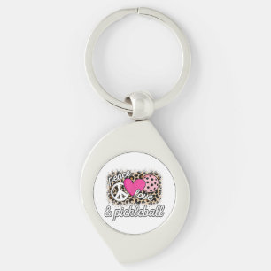 Cute Peace Love Pickleball Player Funny Pickle Bal Key Ring