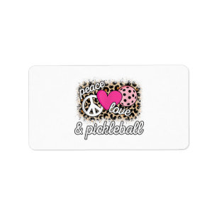 Cute Peace Love Pickleball Player Funny Pickle Bal Label