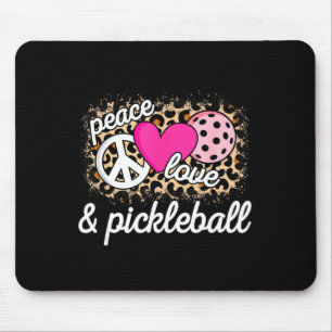 Cute peace love pickleball player funny pickle bal mouse pad