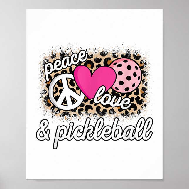 Cute Peace Love Pickleball Player Funny Pickle Bal Poster (Front)