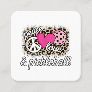 Cute Peace Love Pickleball Player Funny Pickle Bal Square Business Card