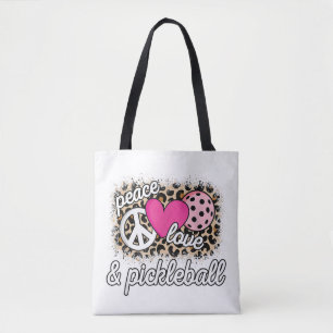Cute Peace Love Pickleball Player Funny Pickle Bal Tote Bag