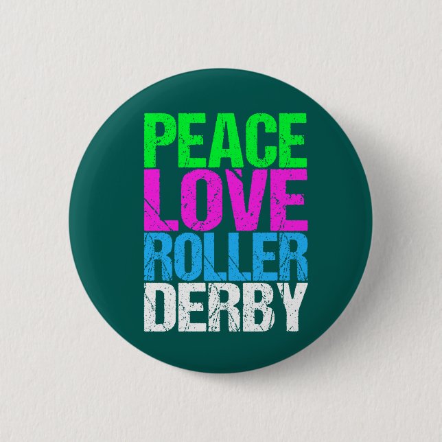 Cute Peace Love Roller Derby 6 Cm Round Badge (Front)