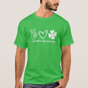 Cute Peace Love Shenanigans Shamrock Happy St Patr T-Shirt