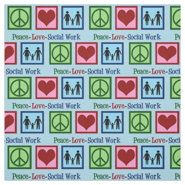 Cute Peace Love Social Work Fabric (Swatch)