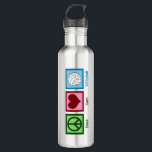 Cute Peace Love Volleyball 710 Ml Water Bottle<br><div class="desc">Peace Love Volleyball gift with a pretty peace sign,  heart,  and a ball. A cute volleyball player or coach Christmas present for the team.</div>