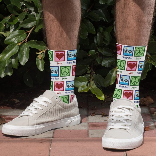 Cute Peace Love Water Polo Player Socks (Creator Uploaded)