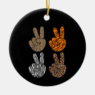 Cute Peace Sign Animal Print Toddler Boys Retro Ceramic Tree Decoration