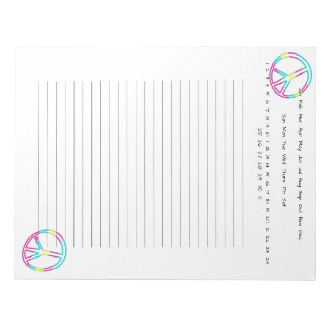 Cute Peace Sign Notepad (Front)