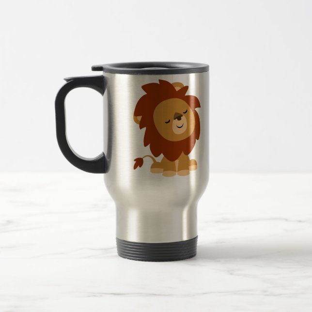 Cute Peaceful Cartoon Lion Commuter Mug (Left)
