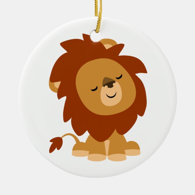 Cute Peaceful Cartoon Lion Ornament (Front)