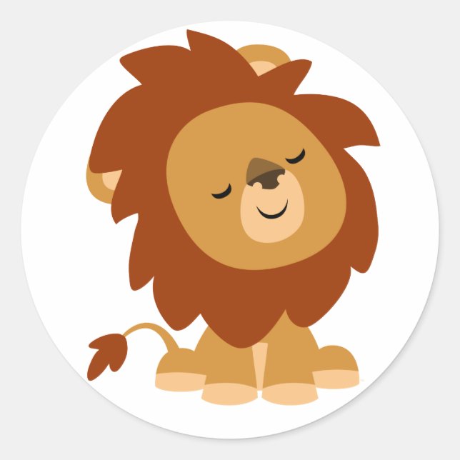 Cute Peaceful Cartoon Lion Sticker (Front)