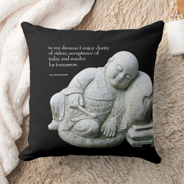 Cute Peaceful Sleeping Young Monk Stone Sculpture Cushion (Blanket)