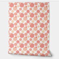 Cute Peach and Pink Hexagons Geometric Pattern