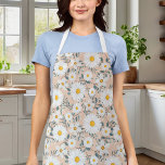 Cute Peach And White Floral Daisy Apron<br><div class="desc">Cute Peach And White Floral Daisy Apron</div>