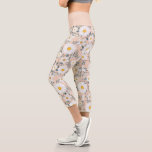 Cute Peach And White Floral Daisy Capri Leggings<br><div class="desc">Cute Peach And White Floral Daisy Capri Leggings</div>