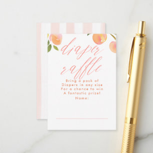 Cute Peach Diaper Raffle Baby Shower Tickets Enclosure Card
