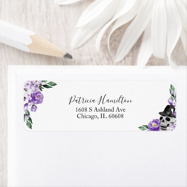 Cute Peach Floral Halloween Bridal Shower Label (Insitu)