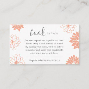 Cute Peach Floral Pattern Book Request Baby Shower Enclosure Card