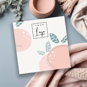 Cute Peach Fruity Abstract Bold Necklace Display Square Business Card