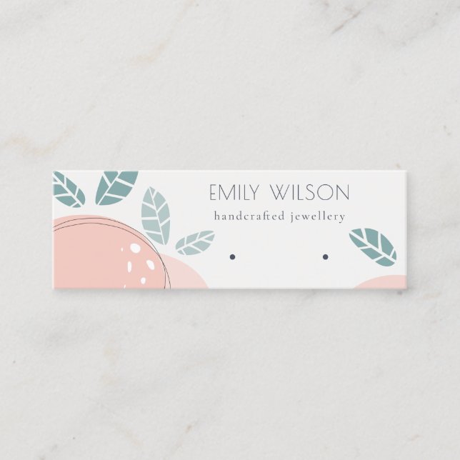 Cute Peach Fruity Bold Abstract Earring Display Mini Business Card (Front)