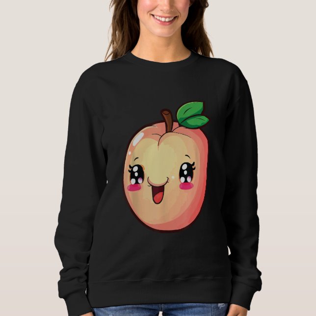 Cute Peach Halloween 2024 Costume Fruit Graphic Su Sweatshirt (Front)