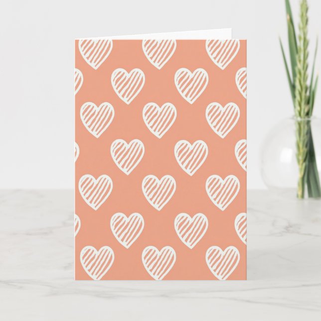Cute Peach Love Hearts Card (Front)