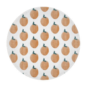Cute Peach Orange Fruit Hand Drawn Cutting Board
