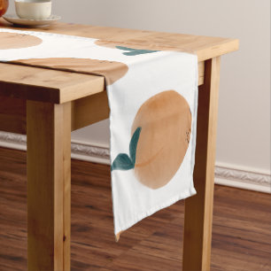Cute Peach Orange Fruit Hand Drawn Medium Table Runner