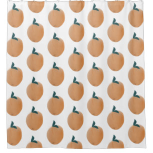 Cute Peach Orange Fruit Hand Drawn Shower Curtain