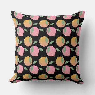 Cute Peach Orange Fruit Pattern Pink Cushion