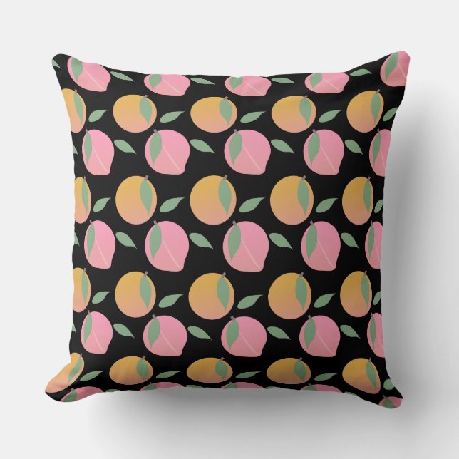 Cute Peach Orange Fruit Pattern Pink Cushion (Front)