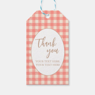 Cute peach pink gingham preppy Farmer's Market Gift Tags