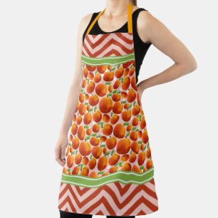 Cute Peaches Polka Dot & Chevron Orange Apron