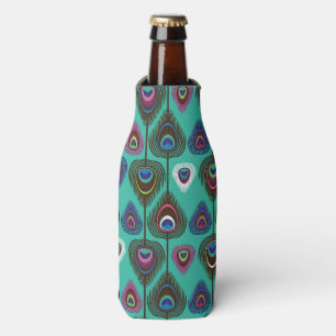 cute peacock feather pattern bottle cooler