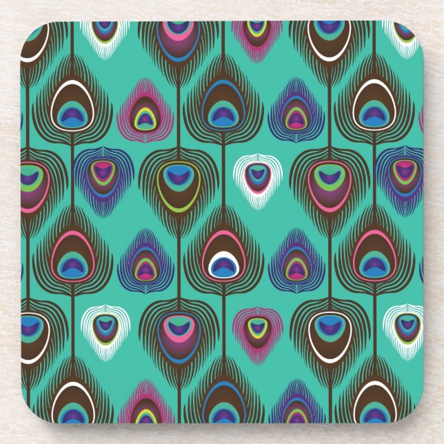 cute peacock feather pattern coaster (Front)