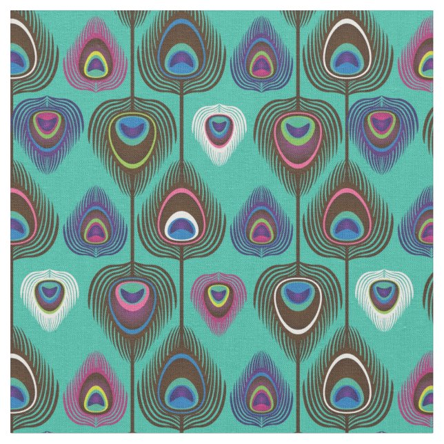 cute peacock feather pattern fabric (Close Up)