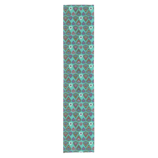 cute peacock feather pattern short table runner (Front)