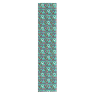 cute peacock feather pattern short table runner