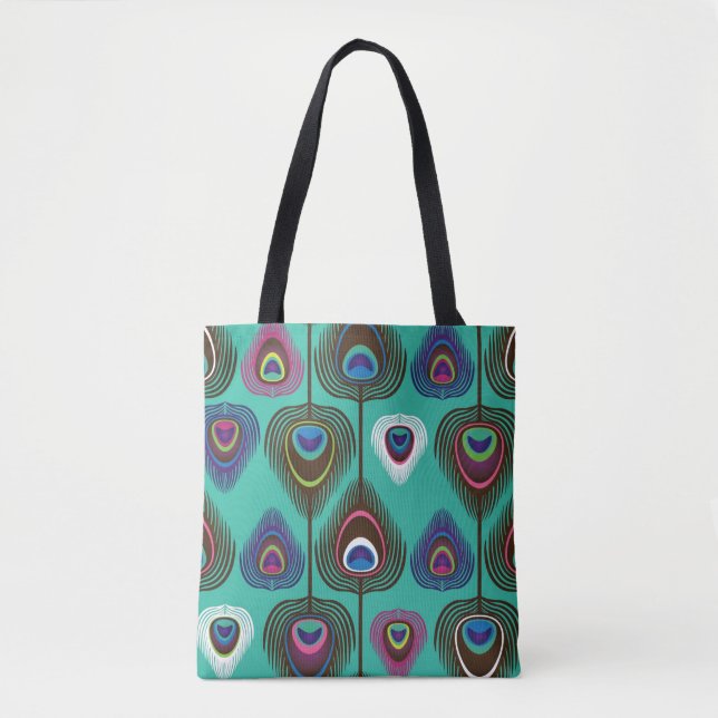 cute peacock feather pattern tote bag (Front)