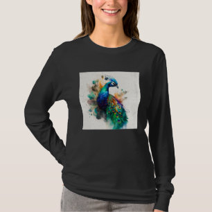 Cute Peacock Paint Splatter Colorful Gorgeous Uniq T-Shirt
