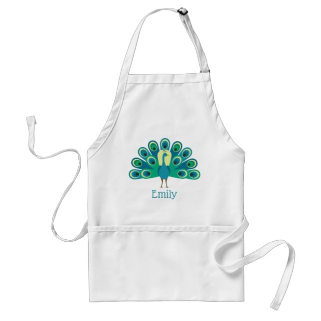 Cute Peacock Personalized Apron (Front)