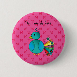 Cute peacock pink butterflies 6 cm round badge